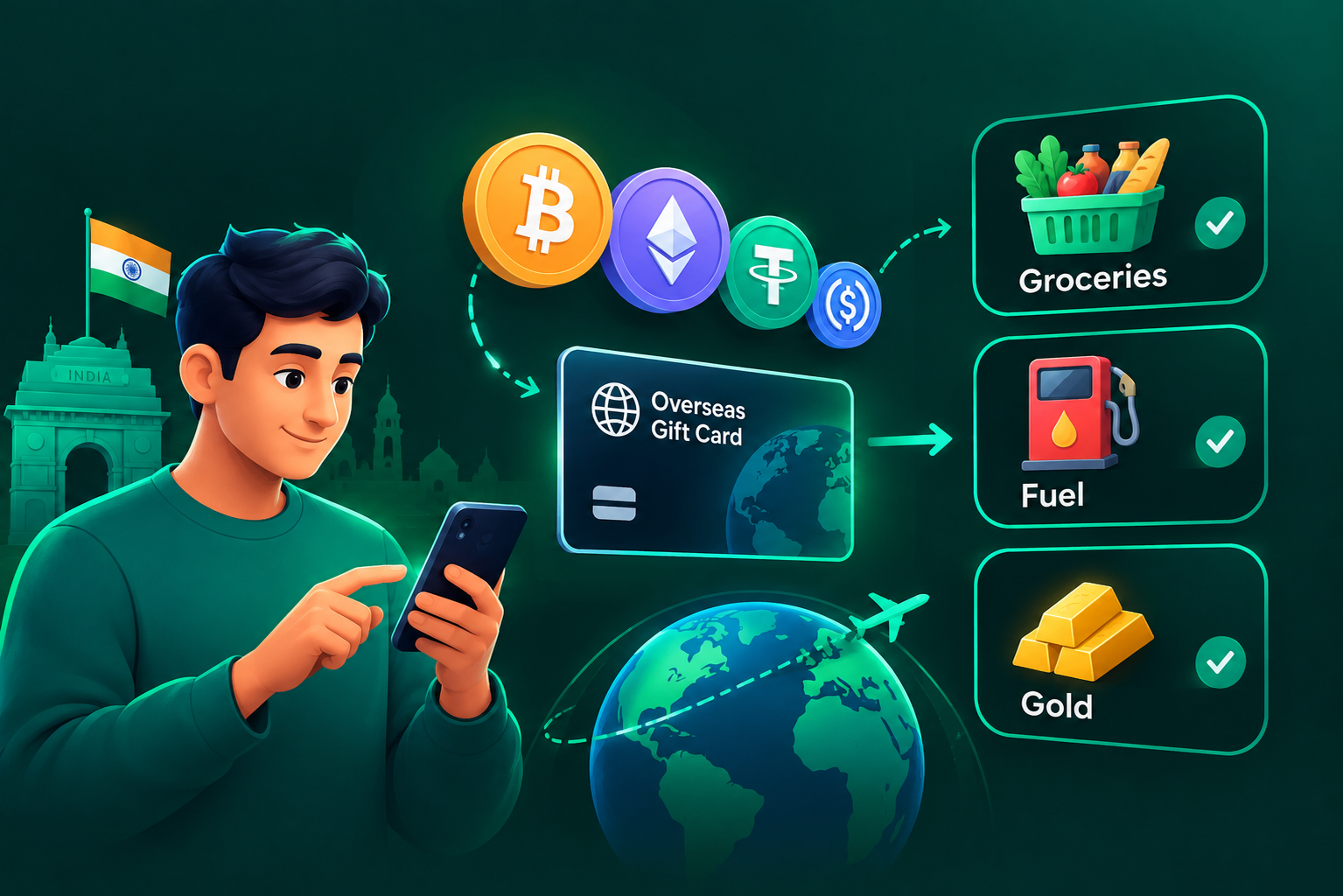Indians Use Gift Cards to Buy Groceries & Gold With Crypto
