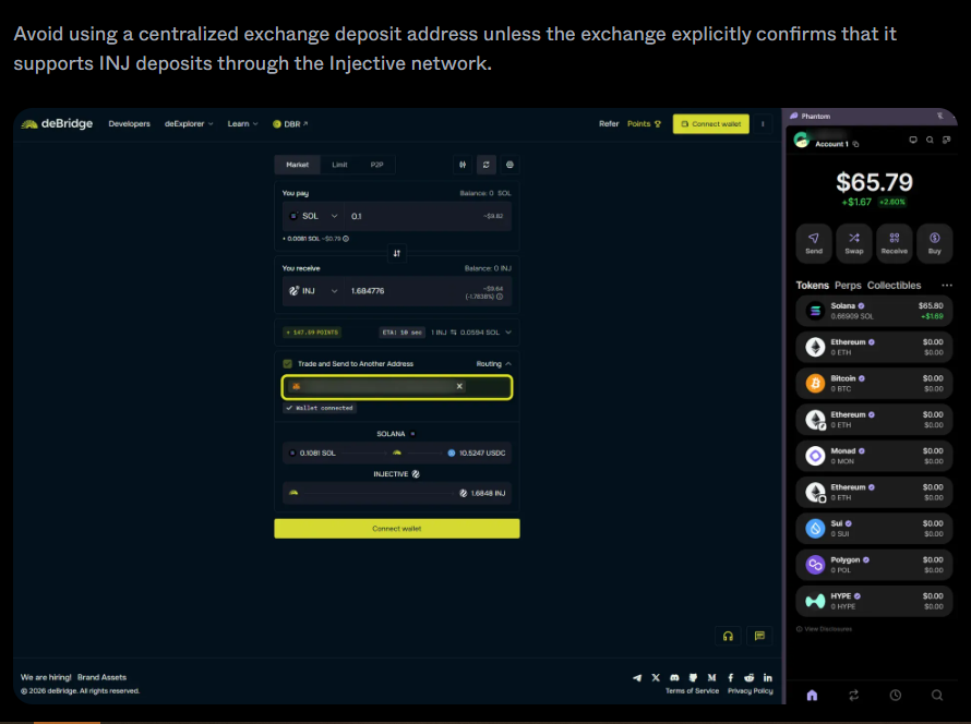 Interface showing the step of adding injective as recipient